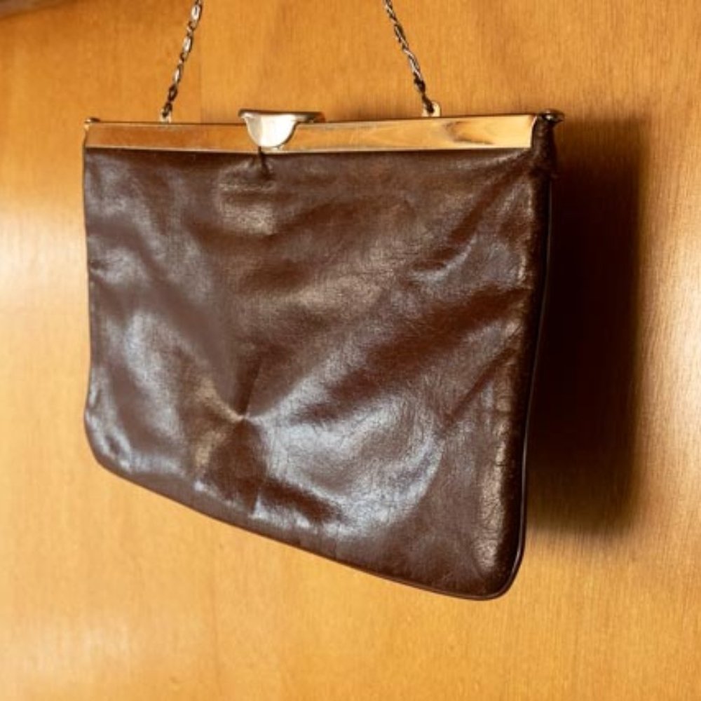 VIN Etra Handmade Tobacco Brown Diamond Opening Evening Clutch 9.5x6.75" - Picture 9 of 9